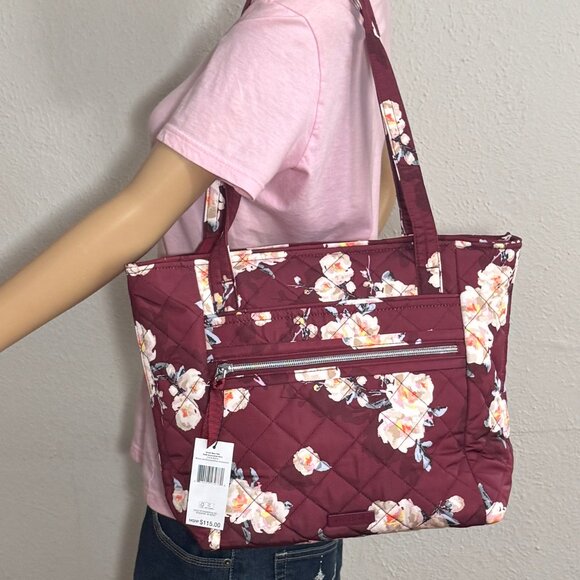 Vera Bradley Small Vera Tote in Performance Twill Blooms and Branches NWT - Picture 5 of 10